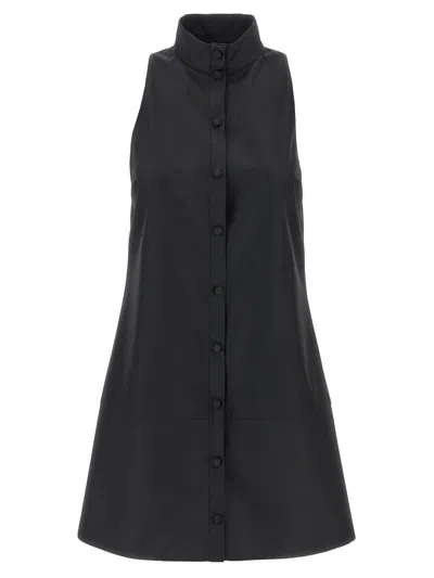 Giovanni Bedin High-neck Button-fastening Midi Dress In Black