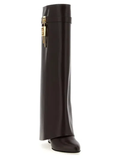 Givenchy Shark Brown Boots With Padlock Detail And Slip-on Style In Leather Woman