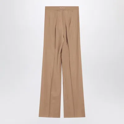 Max Mara High-waist Trousers In Virgin Wool In Brown