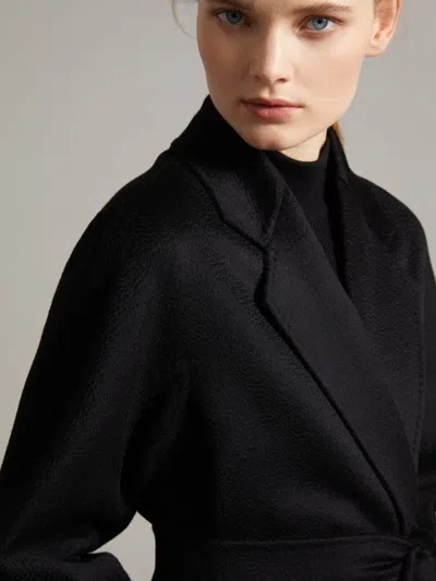Max Mara Iconic Ludmilla Cashmere Coat With Kimono Sleeves In Black
