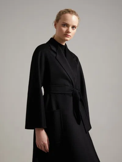 Max Mara Iconic Ludmilla Cashmere Coat With Kimono Sleeves In Black