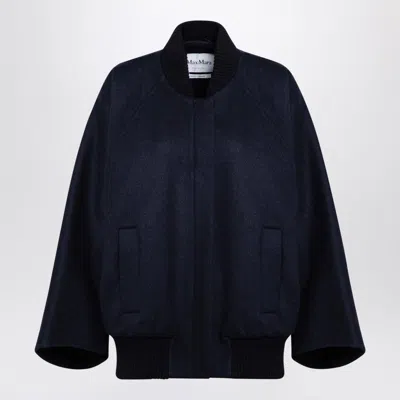 Max Mara Zenone Cashmere Cape Bomber Jacket In Blue