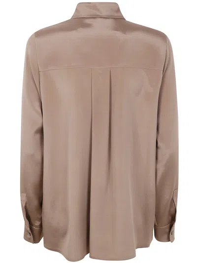Max Mara Classic Silky Shirt "avion" In Brown