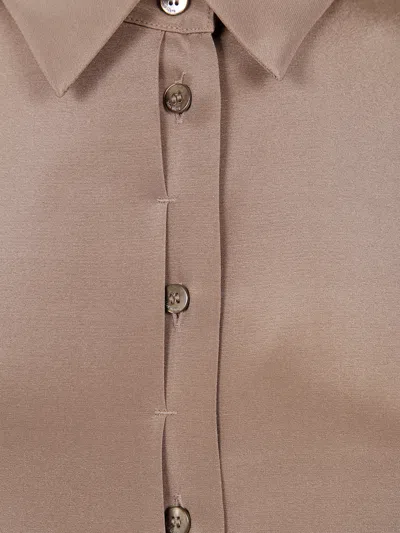Max Mara Classic Silky Shirt "avion" In Brown