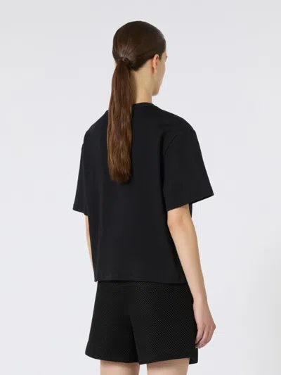 Max Mara Colle Bow-detail Cotton Jersey T-shirt In Black