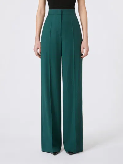 Max Mara Fernet Wide Leg Wool Cashmere Trousers In Green