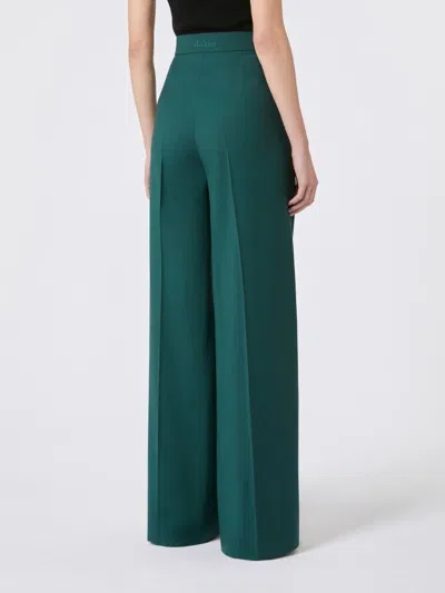 Max Mara Fernet Wide Leg Wool Cashmere Trousers In Green