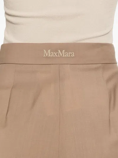 Max Mara High-waist Trousers In Virgin Wool In Brown