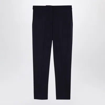 Max Mara Navy Blue Viscose Blend Trousers