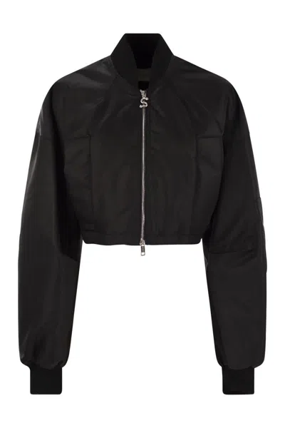 Sportmax Water-repellent Twill Bomber Jacket Jackets Black In Black