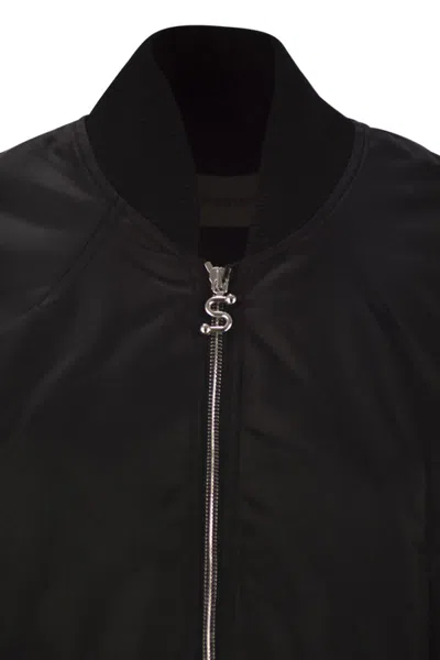 Sportmax Water-repellent Twill Bomber Jacket Jackets Black In Black