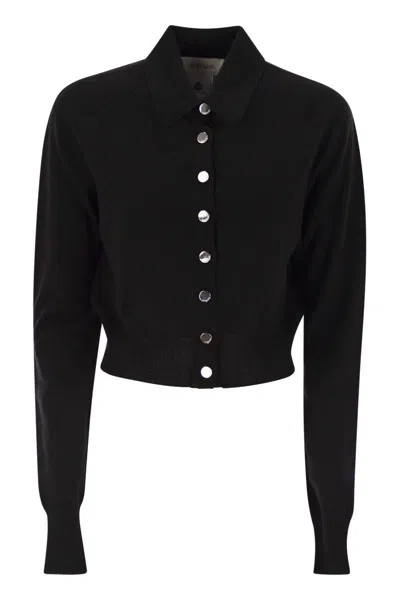 Sportmax Soft Fit Wool Cropped Cardigan Clothing In Black