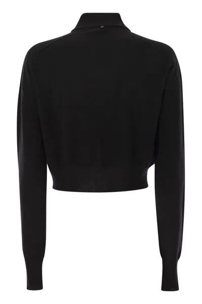 Sportmax Soft Fit Wool Cropped Cardigan Clothing In Black