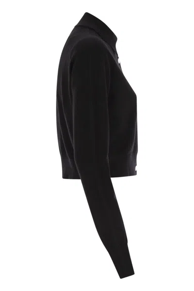 Sportmax Soft Fit Wool Cropped Cardigan Clothing In Black