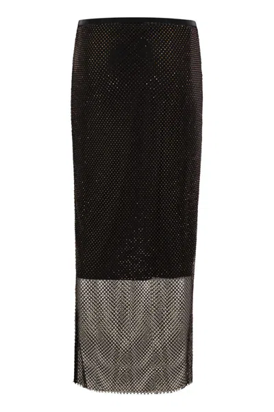 Sportmax Max Mara  Rete - Longuette With Rhinestones In Black
