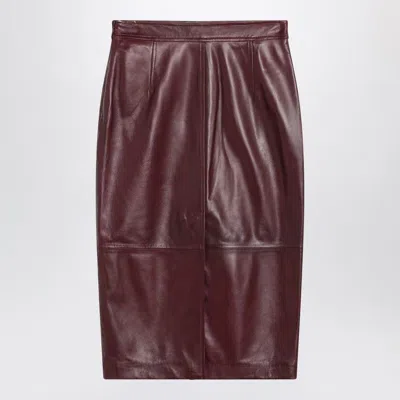 Max Mara Studio Bordeaux Pencil Skirt In Nappa In Brown
