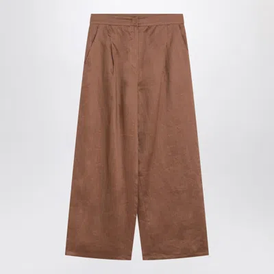 Max Mara Studio Trousers In Gauze Tobacco Color In Brown