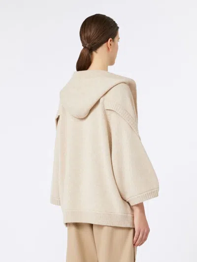 Max Mara Vals Hooded Wool And Cashmere-blend Cardigan In Neutral