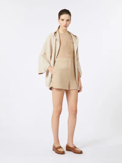 Max Mara Vals Hooded Wool And Cashmere-blend Cardigan In Neutral
