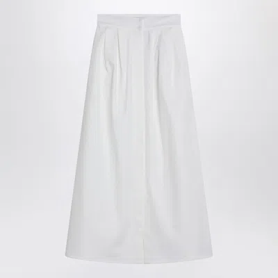 Max Mara Wide White Gabardine Skirt Women In White