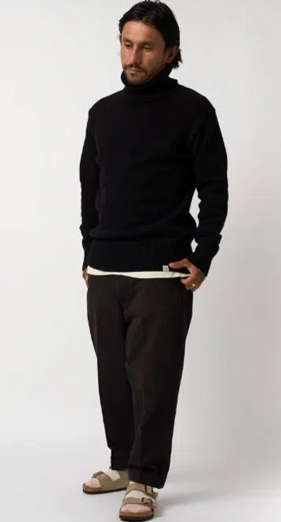 Merz B.schwanen Deep Black Wool Sweater In Black