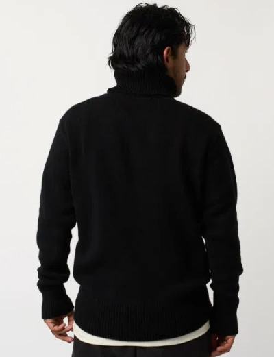 Merz B.schwanen Deep Black Wool Sweater In Black