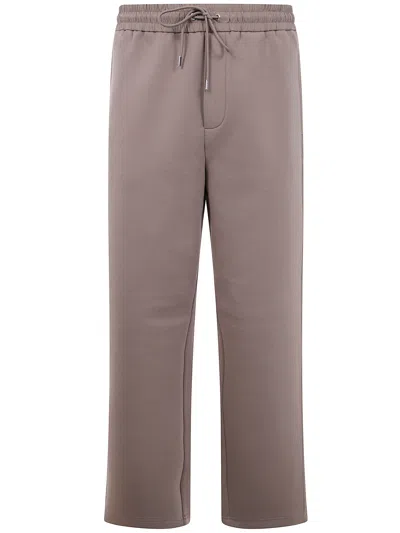 Michael Kors Elastic-waistband Cotton Trousers In Brown