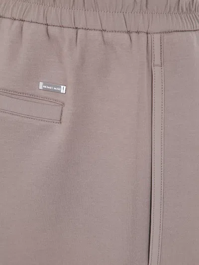 Michael Kors Elastic-waistband Cotton Trousers In Brown
