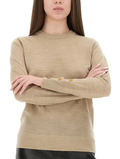 Michael Michael Kors Beige Merino Wool Sweaters In Green
