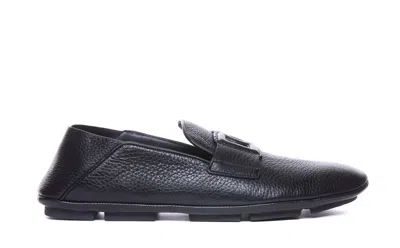 Dolce & Gabbana Leather Loafers With Round Toe And Textured Finish