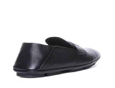 Dolce & Gabbana Leather Loafers With Round Toe And Textured Finish