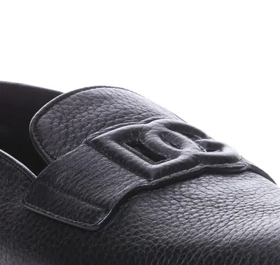 Dolce & Gabbana Leather Loafers With Round Toe And Textured Finish