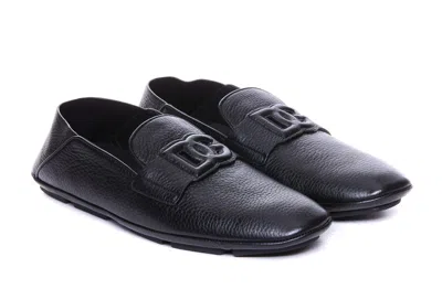 Dolce & Gabbana Leather Loafers With Round Toe And Textured Finish