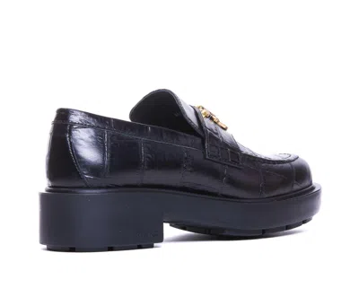 Pinko Black Loafers With Logo Plate In Leather Woman In Black