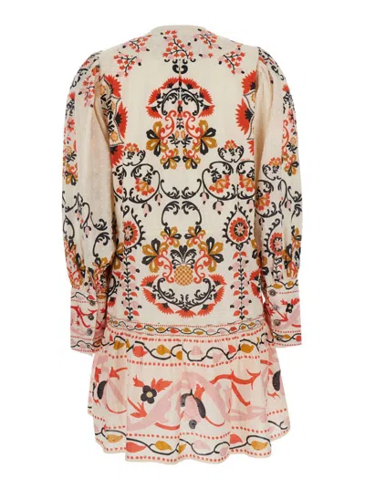 Farm Rio Mandala Mini Dress In Cashew In Multi