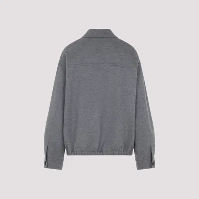 Miu Miu Logo-patch Zip-up Bomber Jacket In Wool In Gray