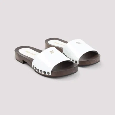 Miu Miu Leather Logo Slide Clogs
