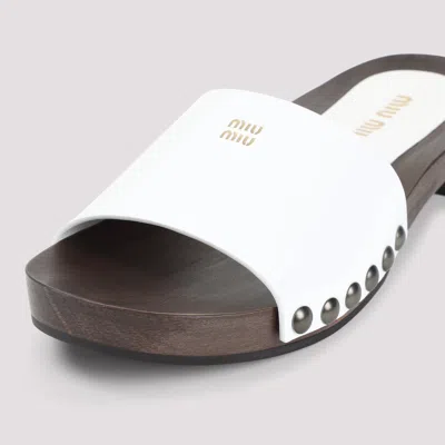 Miu Miu Leather Logo Slide Clogs