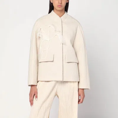 Mark Kenly Domino Tan Mkdt Studio  Jacket In Boiled Wool Écru