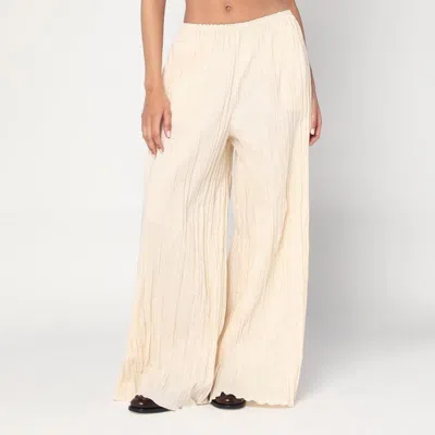 Mark Kenly Domino Tan Mkdt Studio Pinola-atelier Pleated Fabric Ivory Trousers In Neutral