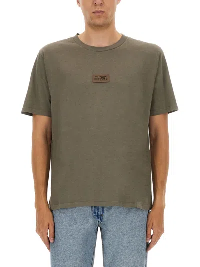 Mm6 Maison Margiela Mm6 By Maison Margiela Relaxed-fit Cotton T-shirt With Logo Patch In Green