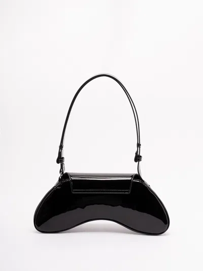 Diesel Curved Black Play Clutch With Glossy Finish And Magnetic Closure