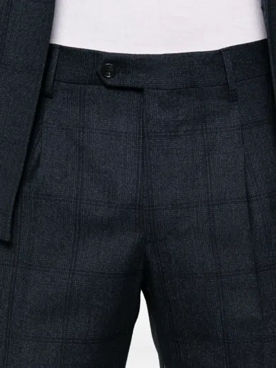 Tagliatore Double-breasted Checked Suit In Blue