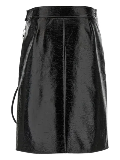 Courrèges Vinyl Skirt Featuring Zipper Accents In Black