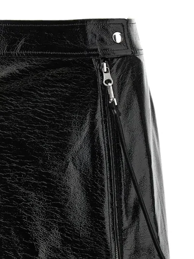 Courrèges Vinyl Skirt Featuring Zipper Accents In Black