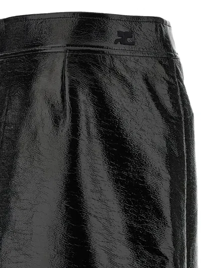 Courrèges Vinyl Skirt Featuring Zipper Accents In Black