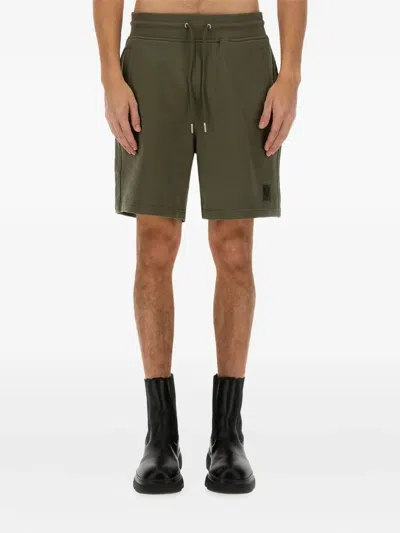 Belstaff Logo Embroidered Bermuda Shorts In Green