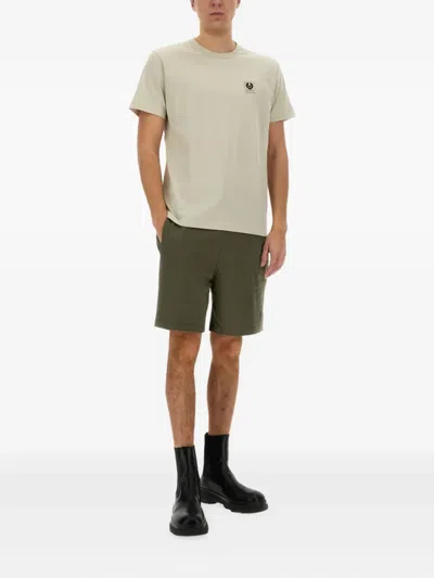 Belstaff Logo Embroidered Bermuda Shorts In Green