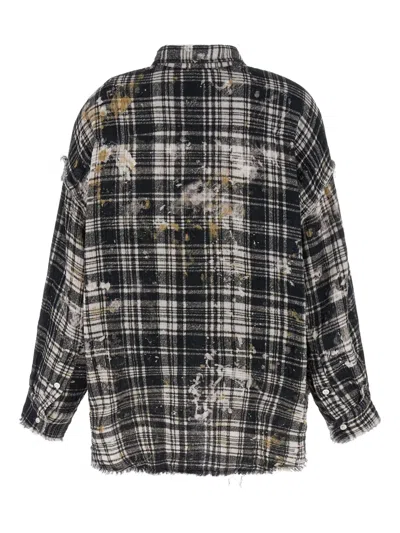 R13 Fringed Oversized Cotton Shirt In Black
