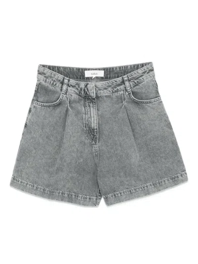 Ba&sh Gilou Pleated Denim Shorts In Gray